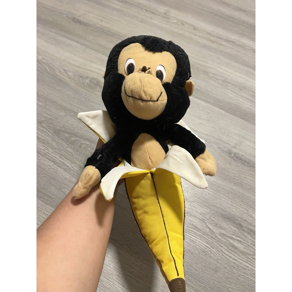 Classic Toy Company Brown Monkey Chimp in a Banana Plush Stuffed Animal 14"